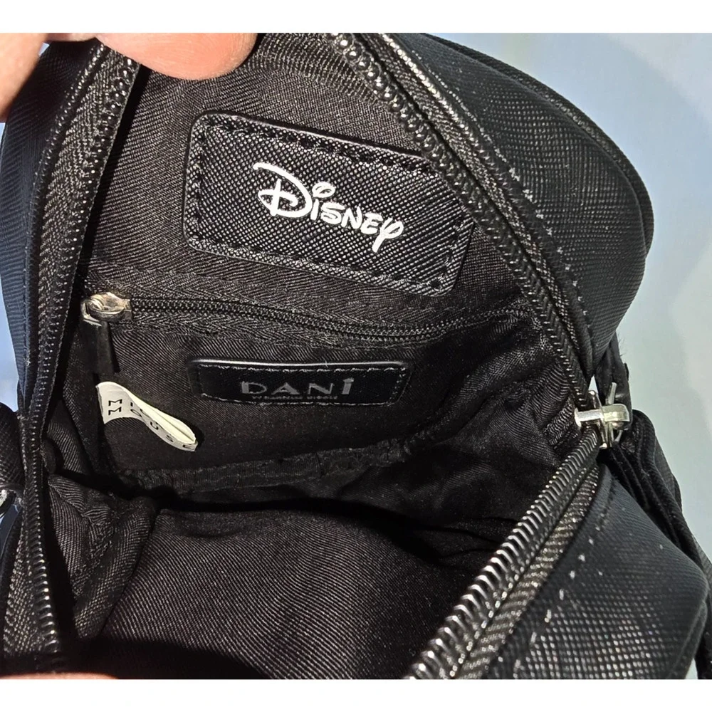 Disney Dani Mickey Mouse Pattern Crossbody Bag Black Red 4.5" x 2" x 8" - Picture 3 of 16